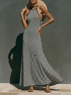 Miss | Jurk Dames Maxi Gestreept - Stretch - Miss Madera MIS-980D8F