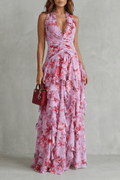 Miss | Jurk Dames Maxi Halter Bloemenprint - Viscose - Miss Madera MIS-4ZJH51