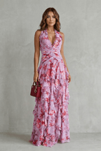 Miss | Jurk Dames Maxi Halter Bloemenprint - Viscose - Miss Madera MIS-4ZJH51