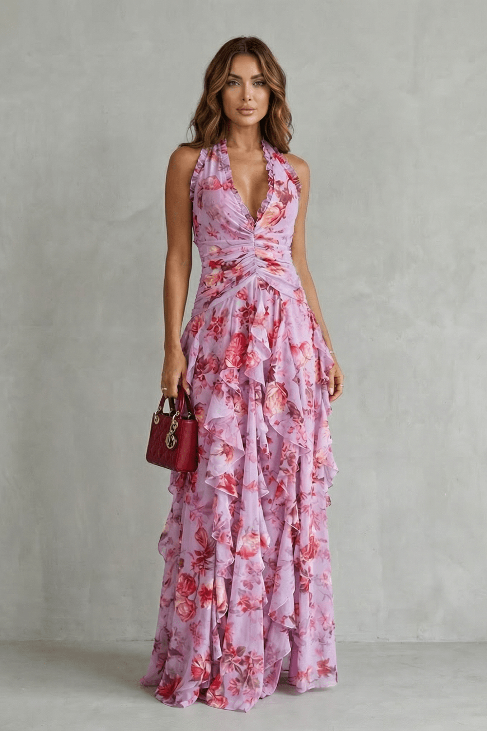 Miss | Jurk Dames Maxi Halter Bloemenprint - Viscose - Miss Madera MIS-4ZJH51