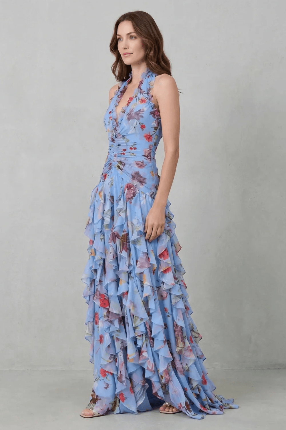 Miss | Jurk Dames Maxi Halter Bloemenprint - Viscose - Miss Madera MIS-3N5VGC