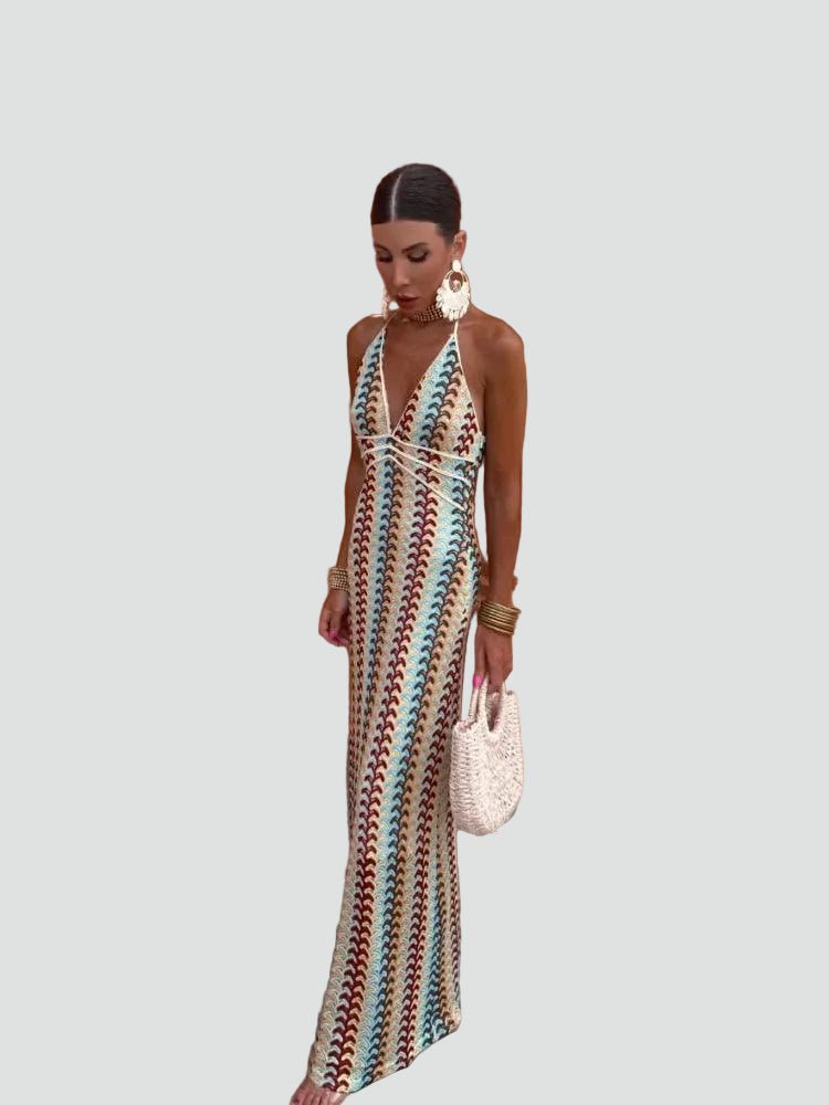 Miss | Jurk Dames Maxi Halter Boho - Viscose - Miss Madera MIS-CGIQXJ