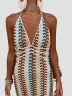 Miss | Jurk Dames Maxi Halter Boho - Viscose - Miss Madera MIS-CGIQXJ