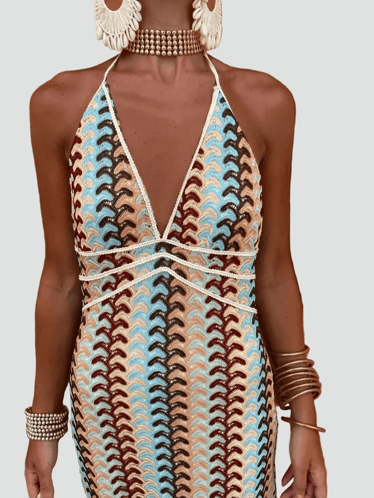 Miss | Jurk Dames Maxi Halter Boho - Viscose - Miss Madera MIS-CGIQXJ