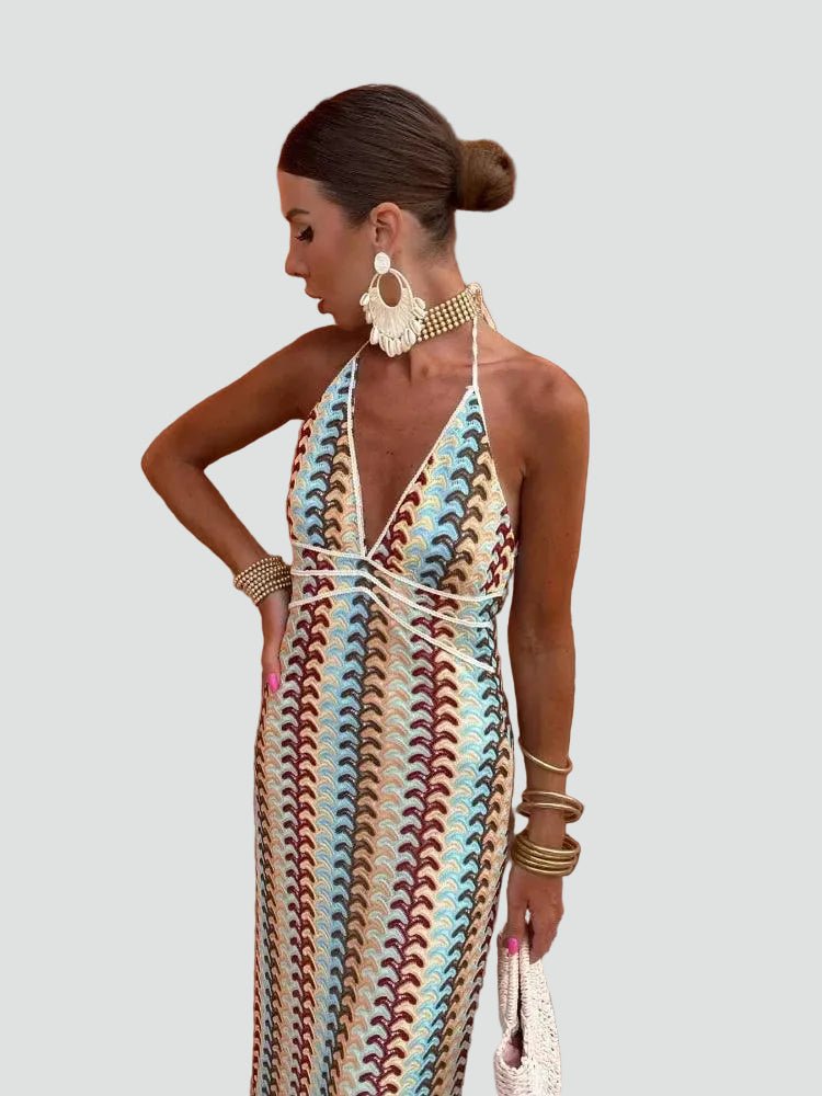 Miss | Jurk Dames Maxi Halter Boho - Viscose - Miss Madera MIS-CGIQXJ