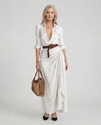 Miss | Jurk Dames Maxi Hemdstijl Langmouw - Polyester - Miss Madera MIS-JXJ4DC