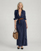 Miss | Jurk Dames Maxi Hemdstijl Langmouw - Polyester - Miss Madera MIS-2HVSYH