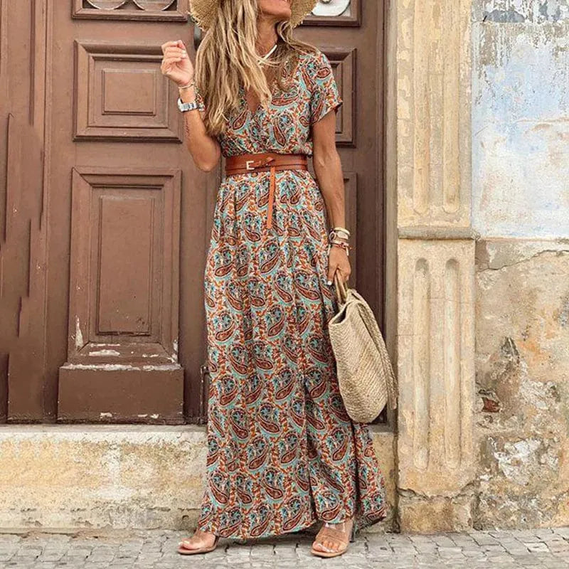 Damska sukienka maxi w stylu boho Ibiza - Wiskoza