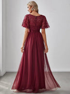 Miss | Jurk Dames Maxi Korte Mouw Pailletten - Tule - Miss Madera MIS-C66955