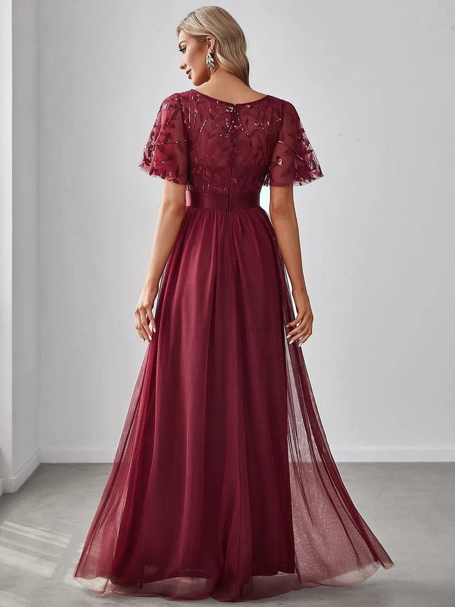 Miss | Jurk Dames Maxi Korte Mouw Pailletten - Tule - Miss Madera MIS-C66955
