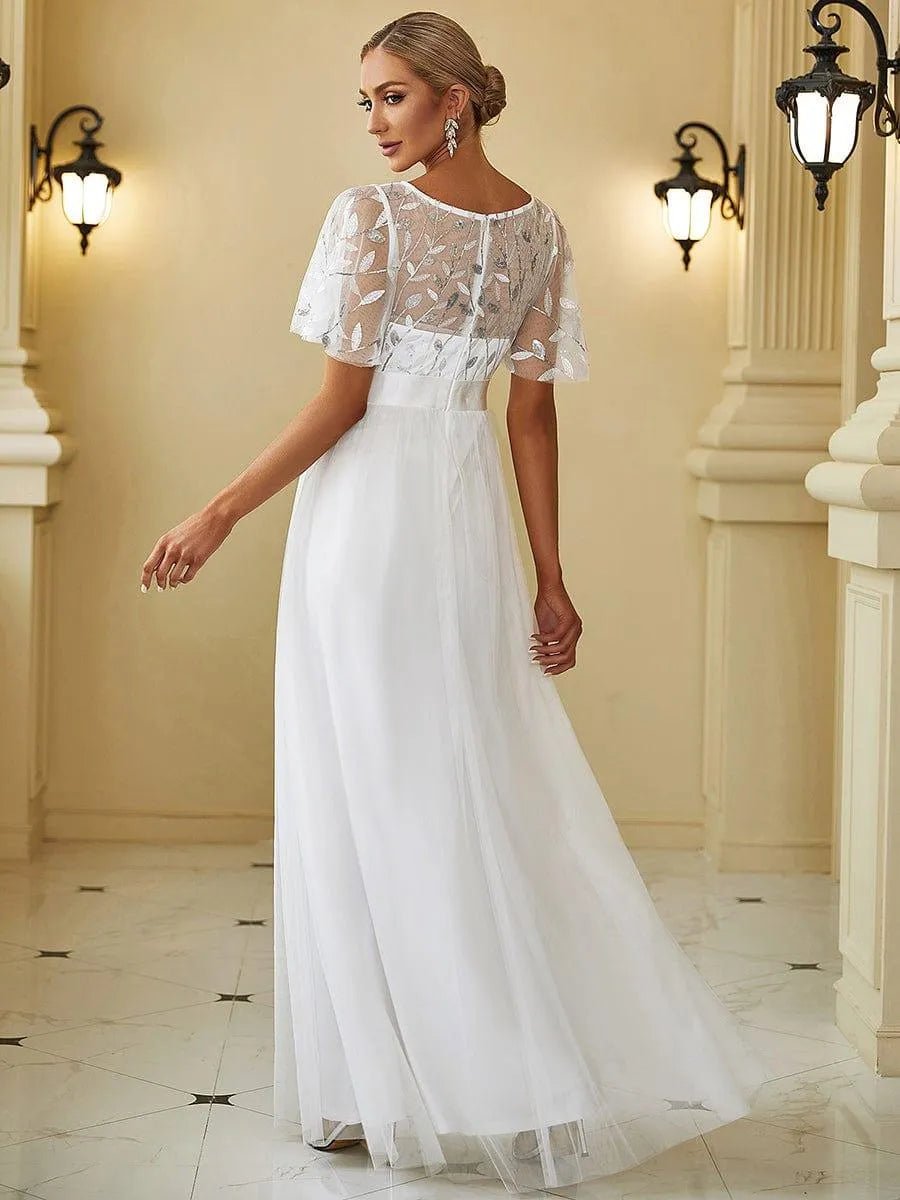 Miss | Jurk Dames Maxi Korte Mouw Pailletten - Tule - Miss Madera MIS-055E4B