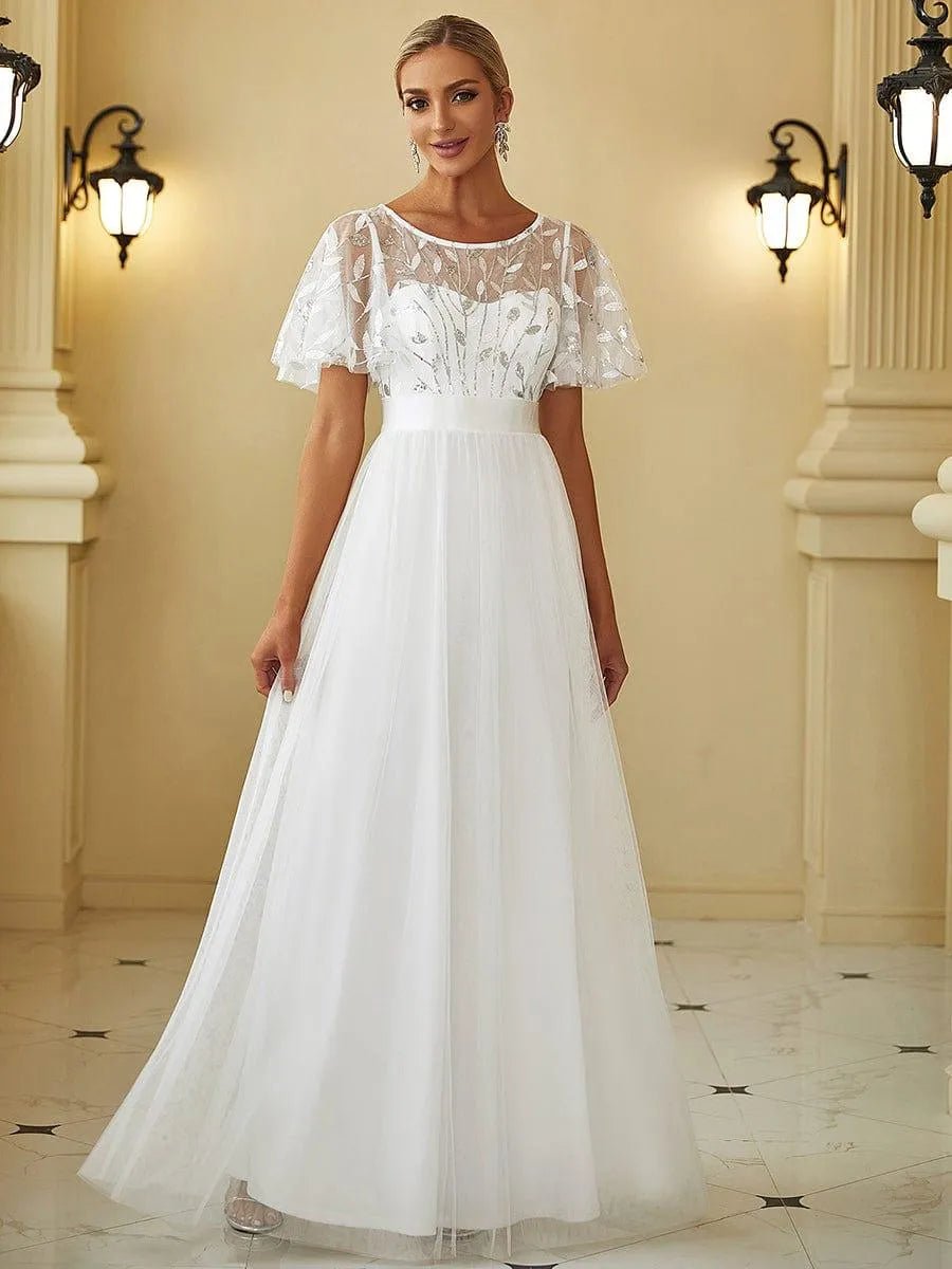 Miss | Jurk Dames Maxi Korte Mouw Pailletten - Tule - Miss Madera MIS-055E4B