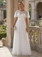 Miss | Jurk Dames Maxi Korte Mouw Pailletten - Tule - Miss Madera MIS-055E4B