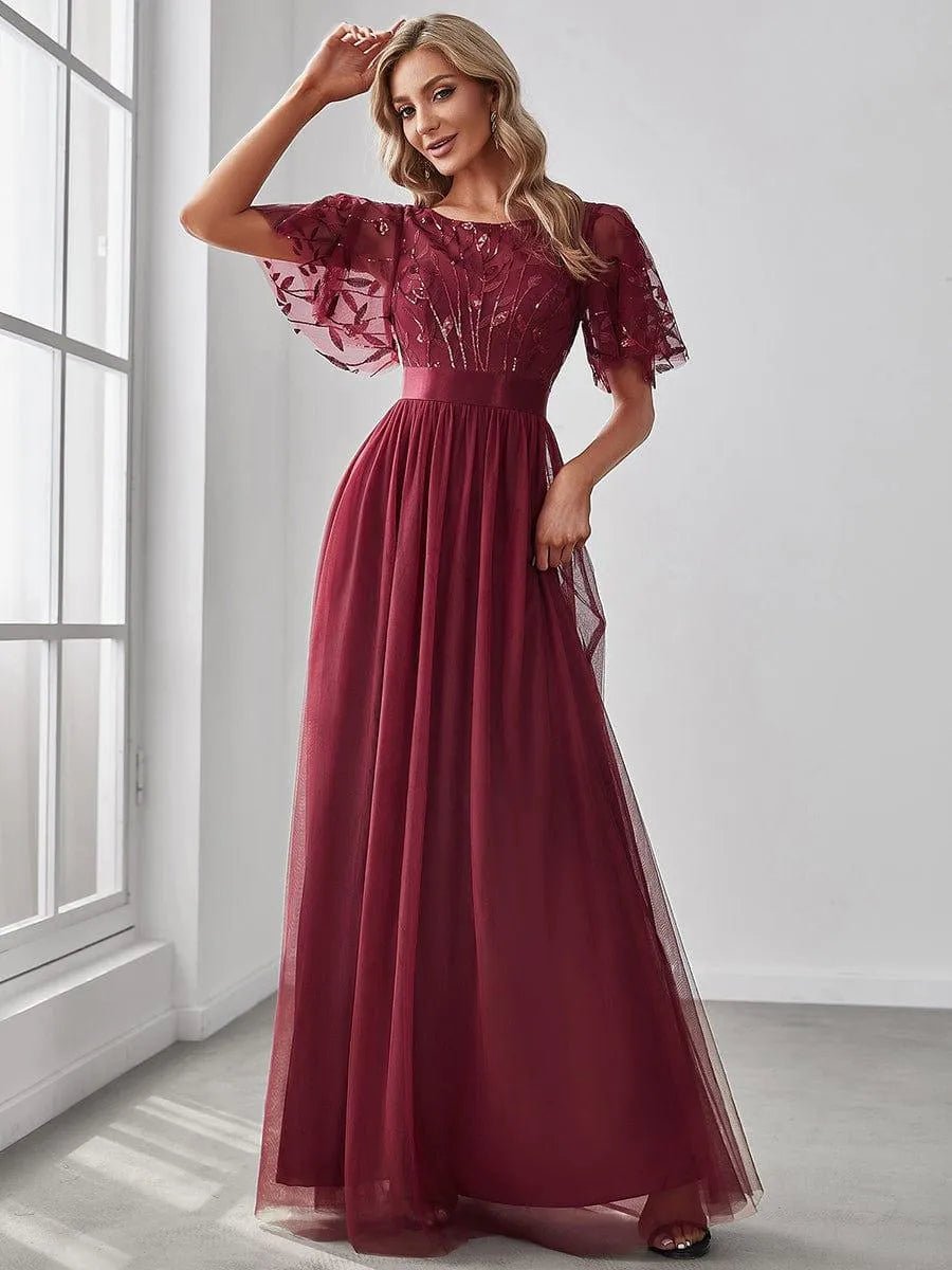 Miss | Jurk Dames Maxi Korte Mouw Pailletten - Tule - Miss Madera MIS-C66955