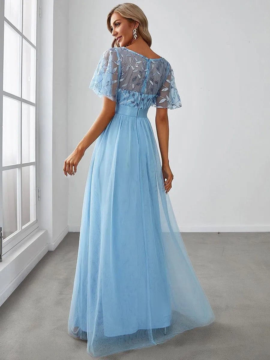 Miss | Jurk Dames Maxi Korte Mouw Pailletten - Tule - Miss Madera MIS-26EAE2