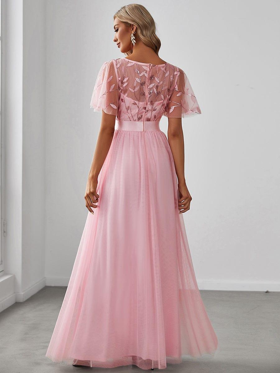 Miss | Jurk Dames Maxi Korte Mouw Pailletten - Tule - Miss Madera