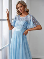Miss | Jurk Dames Maxi Korte Mouw Pailletten - Tule - Miss Madera