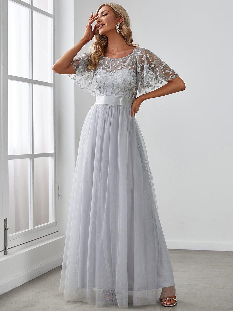 Miss | Jurk Dames Maxi Korte Mouw Pailletten - Tule - Miss Madera