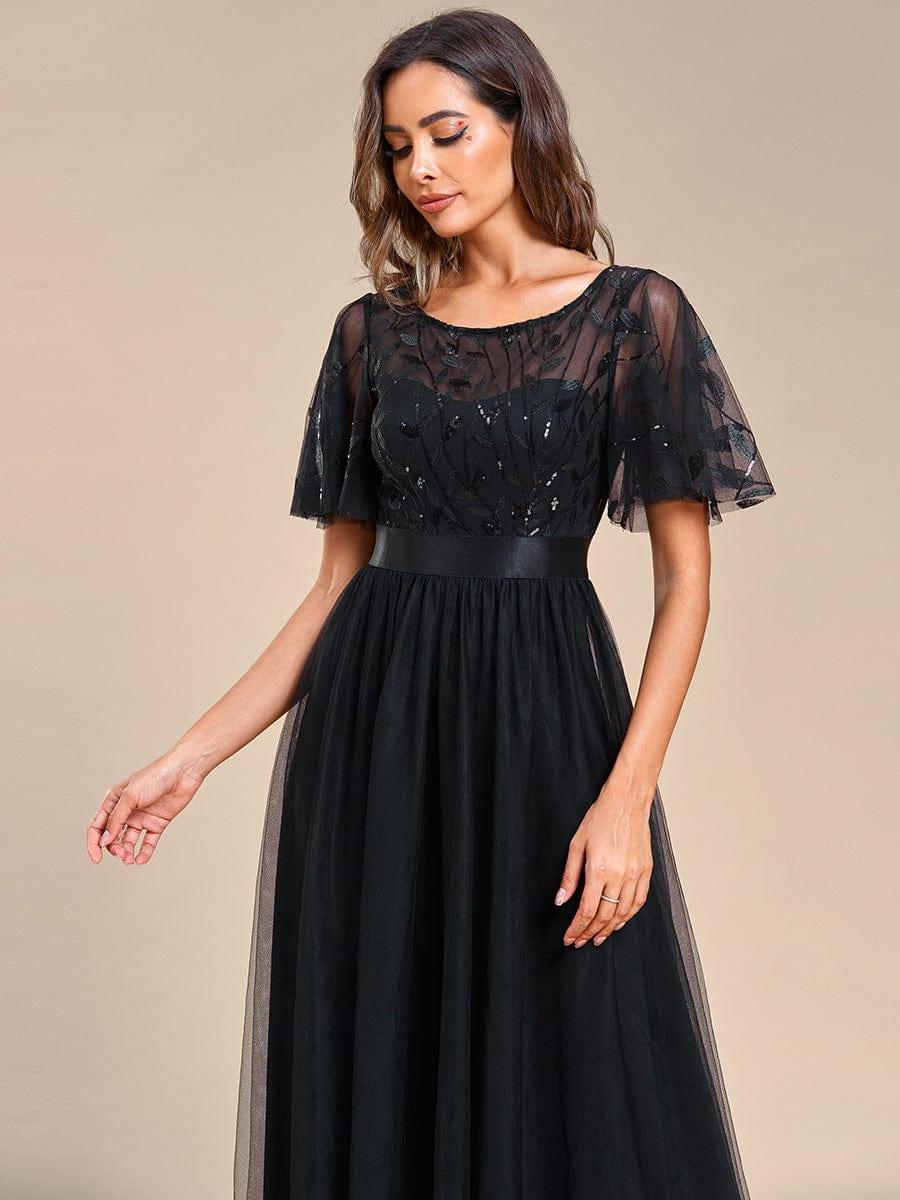 Miss | Jurk Dames Maxi Korte Mouw Pailletten - Tule - Miss Madera