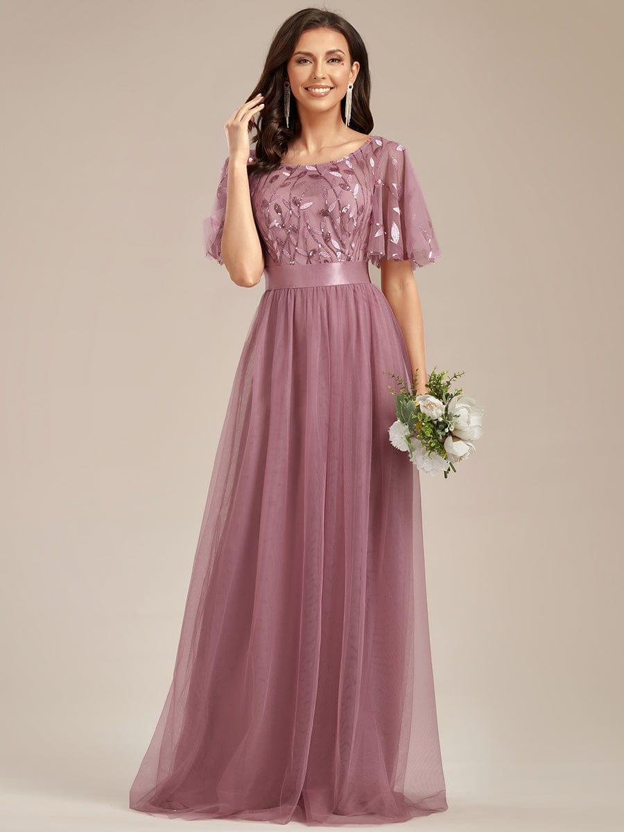 Miss | Jurk Dames Maxi Korte Mouw Pailletten - Tule - Miss Madera
