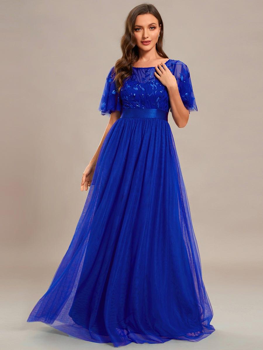 Miss | Jurk Dames Maxi Korte Mouw Pailletten - Tule - Miss Madera