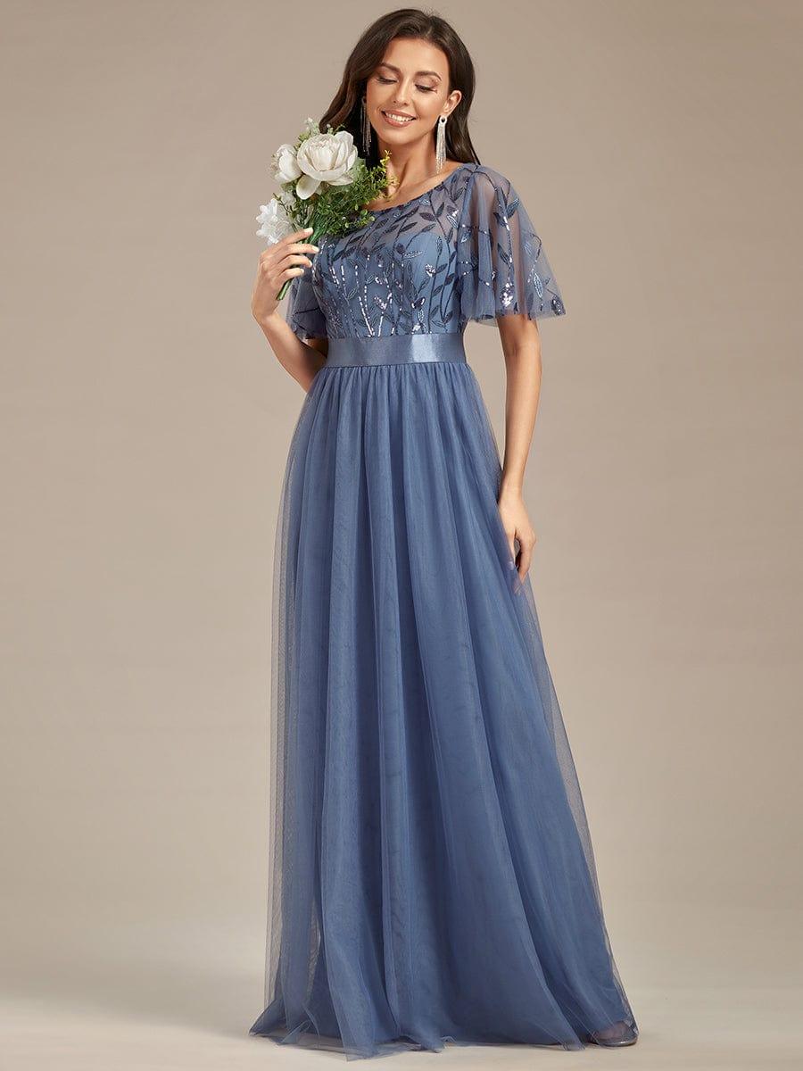 Miss | Jurk Dames Maxi Korte Mouw Pailletten - Tule - Miss Madera