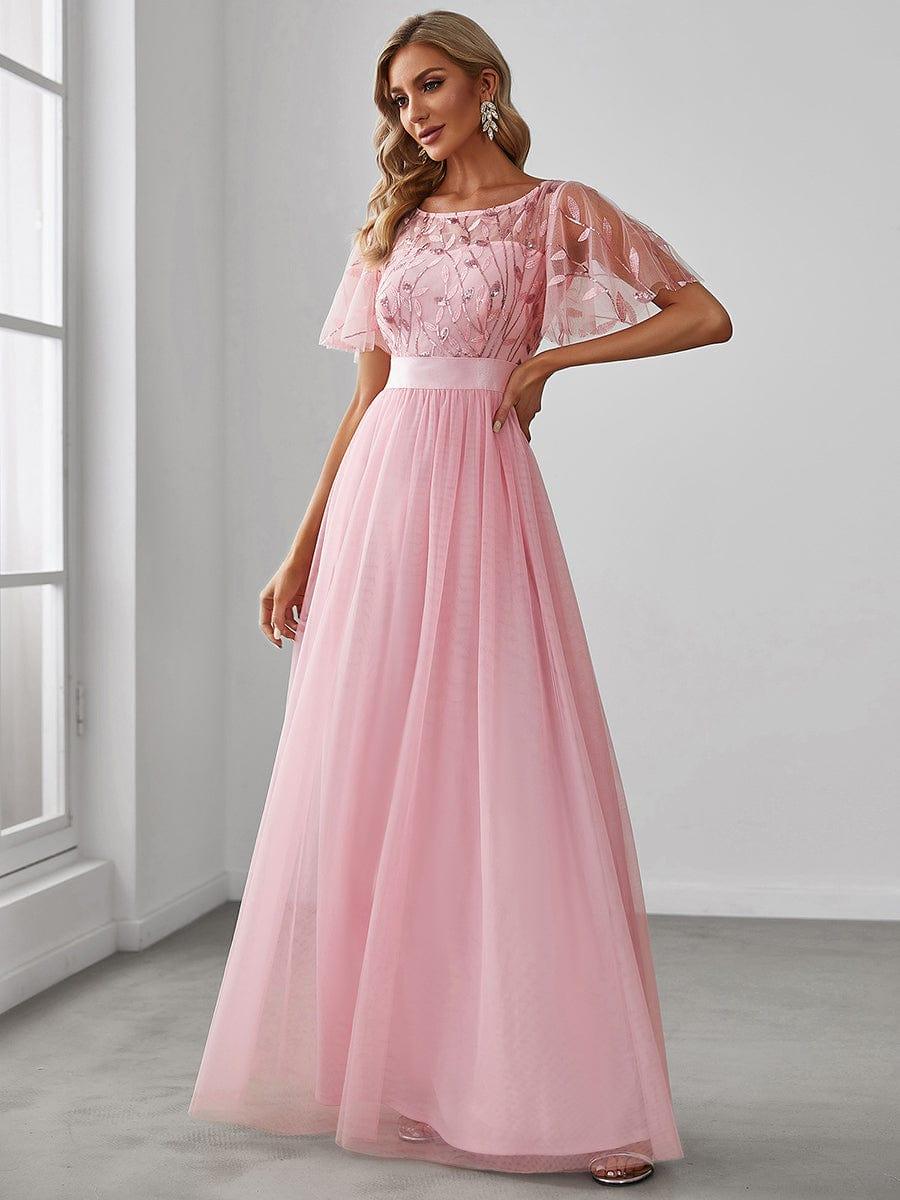 Miss | Jurk Dames Maxi Korte Mouw Pailletten - Tule - Miss Madera