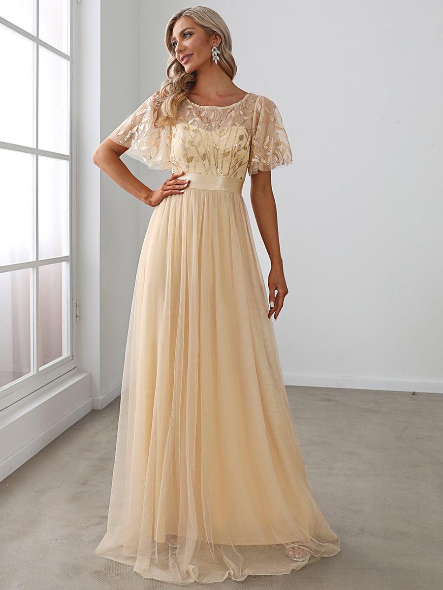 Miss | Jurk Dames Maxi Korte Mouw Pailletten - Tule - Miss Madera