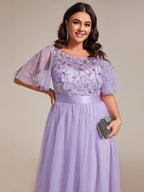Miss | Jurk Dames Maxi Korte Mouw Pailletten - Tule - Miss Madera