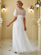 Miss | Jurk Dames Maxi Korte Mouw Pailletten - Tule - Miss Madera