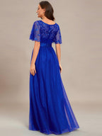 Miss | Jurk Dames Maxi Korte Mouw Pailletten - Tule - Miss Madera