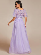 Miss | Jurk Dames Maxi Korte Mouw Pailletten - Tule - Miss Madera