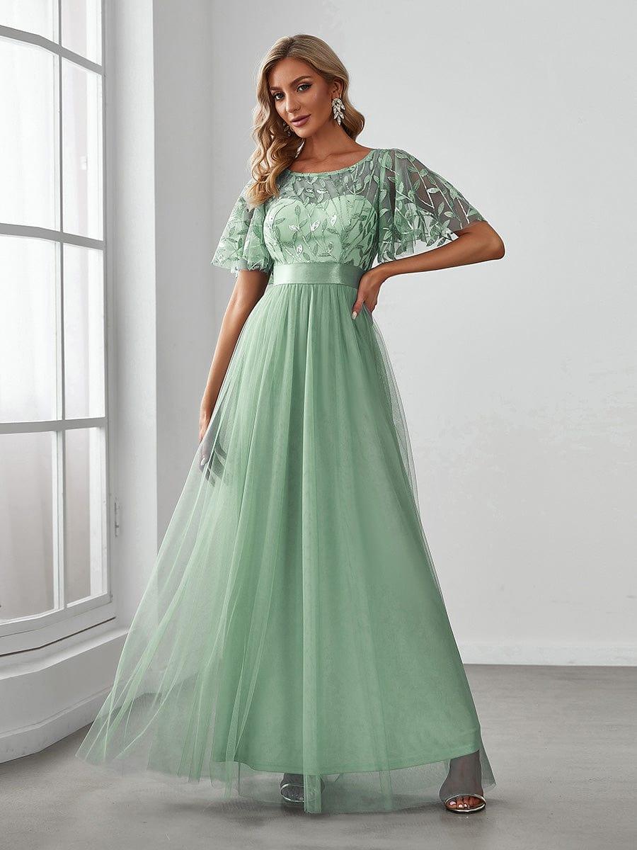 Miss | Jurk Dames Maxi Korte Mouw Pailletten - Tule - Miss Madera