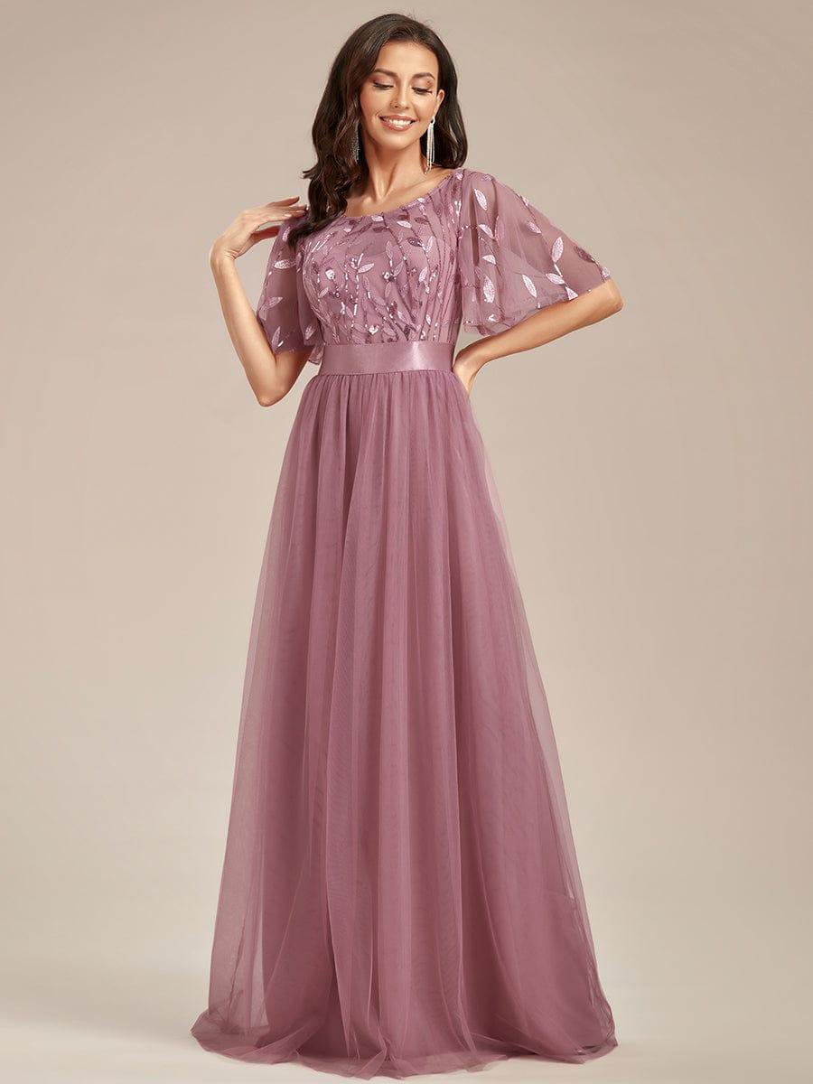 Miss | Jurk Dames Maxi Korte Mouw Pailletten - Tule - Miss Madera