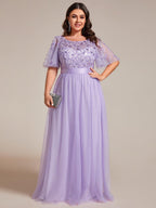 Miss | Jurk Dames Maxi Korte Mouw Pailletten - Tule - Miss Madera