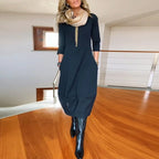 Miss | Jurk Dames Maxi Lange Mouw Getailleerd met Zakken - Miss Madera MIS-XTQLAN