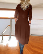 Miss | Jurk Dames Maxi Lange Mouw Getailleerd met Zakken - Miss Madera MIS-XTQLAN