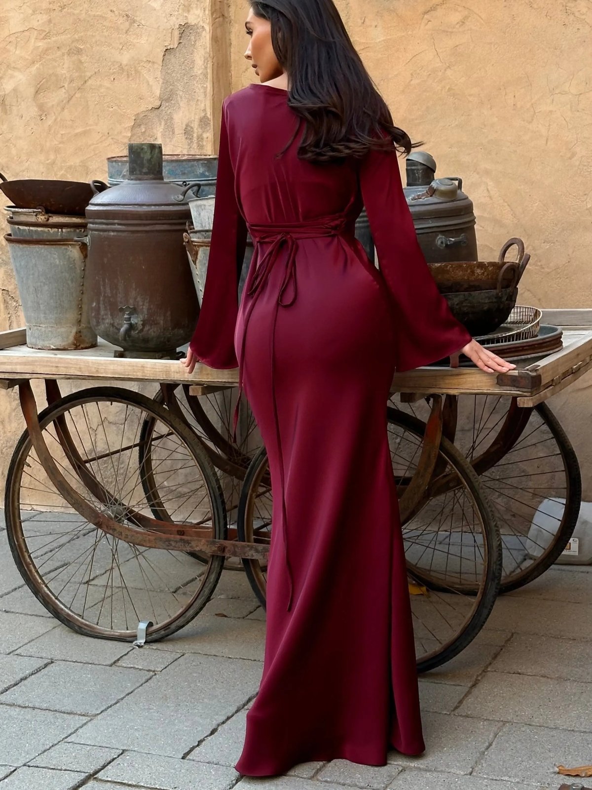 Miss | Jurk Dames Maxi Lange Mouw Getailleerd - Polyester - Miss Madera MIS-QO345K
