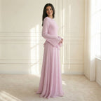 Miss | Jurk Dames Maxi Lange Mouwen Ruches - Viscose - Miss Madera MIS-LH3T5B