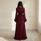 Miss | Jurk Dames Maxi Lange Mouwen Ruches - Viscose - Miss Madera MIS-ATBPET