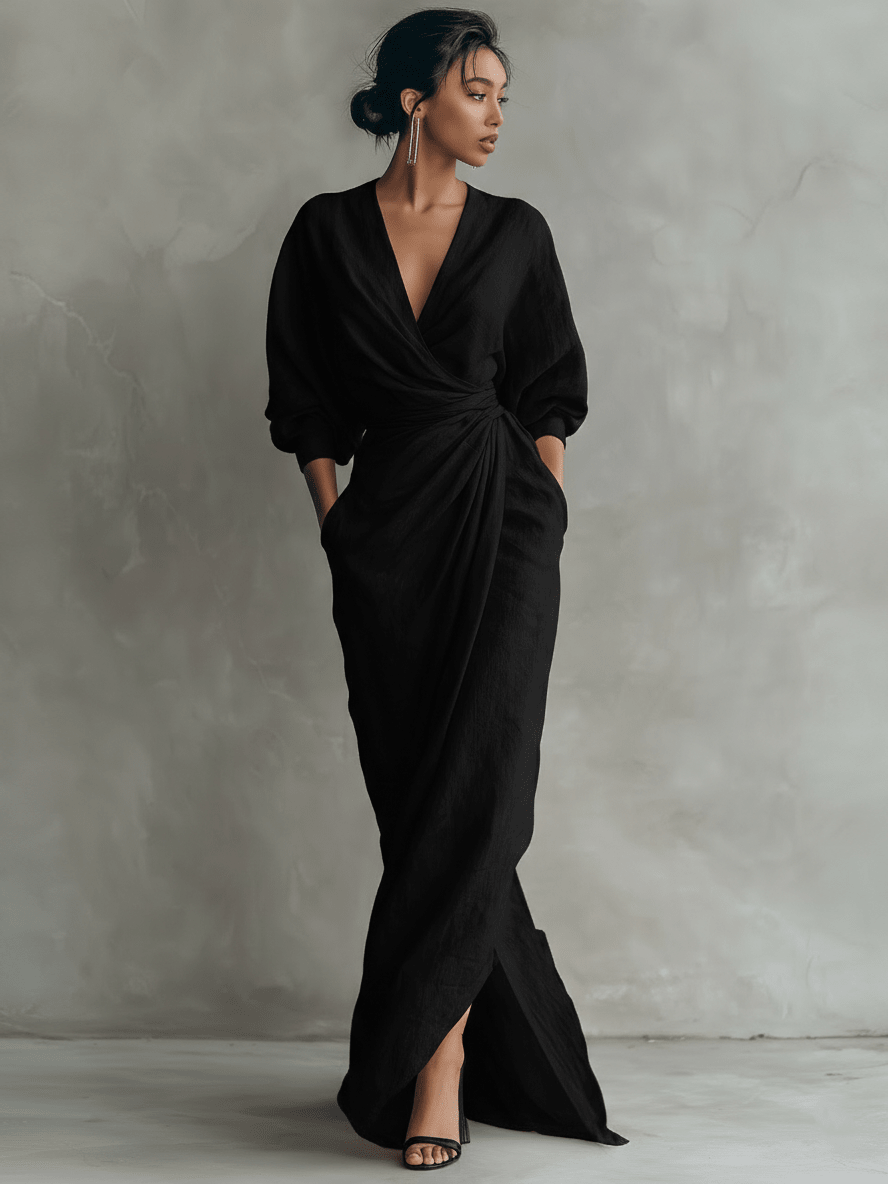 Miss | Jurk Dames Maxi - Linnenmix - Miss Madera MIS-6575B4