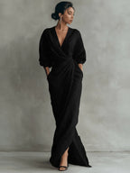 Miss | Jurk Dames Maxi - Linnenmix - Miss Madera MIS-6575B4