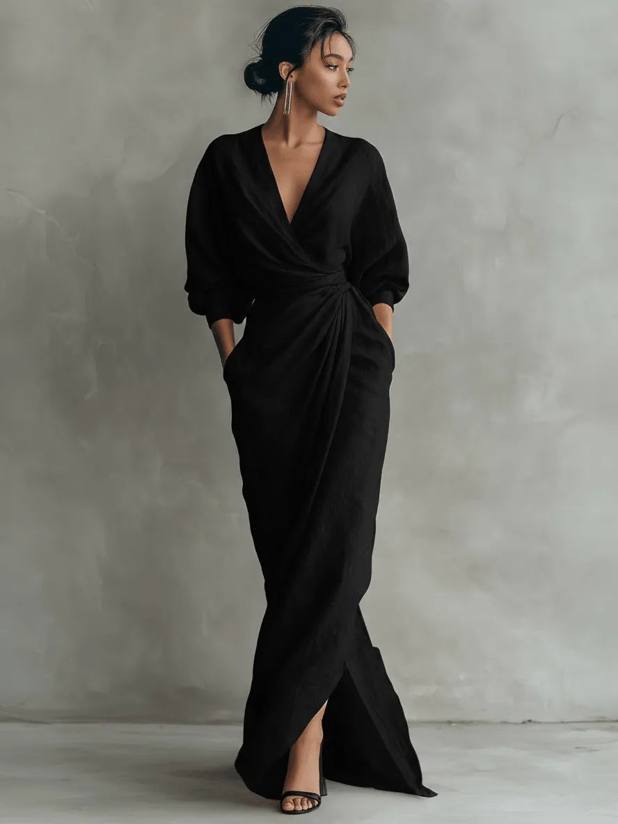 Miss | Jurk Dames Maxi - Linnenmix - Miss Madera MIS-6575B4