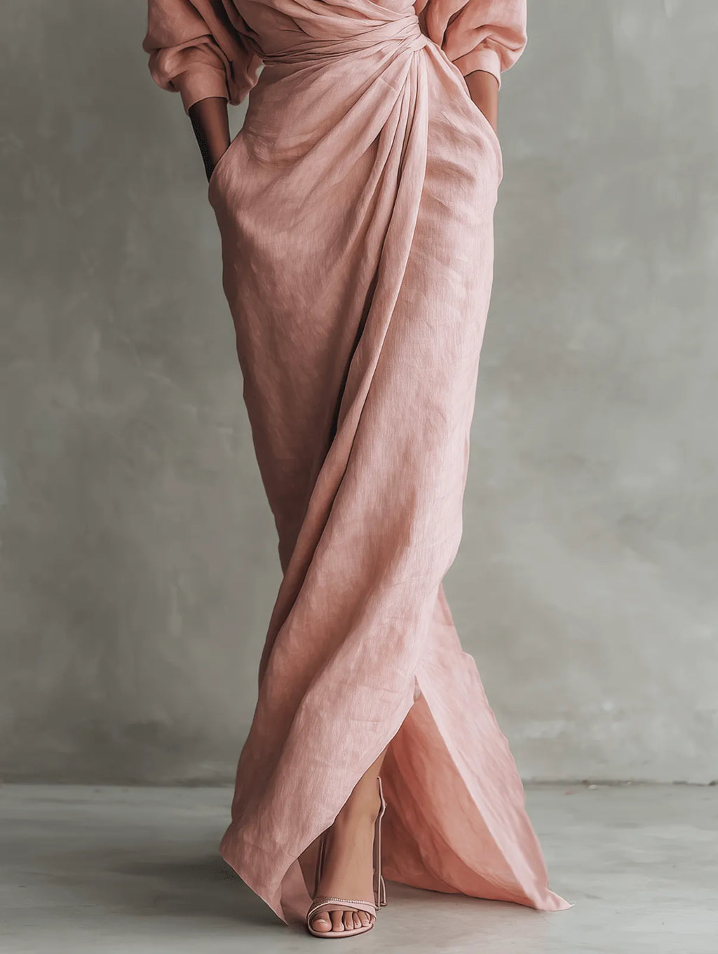 Miss | Jurk Dames Maxi - Linnenmix - Miss Madera MIS-6575B4