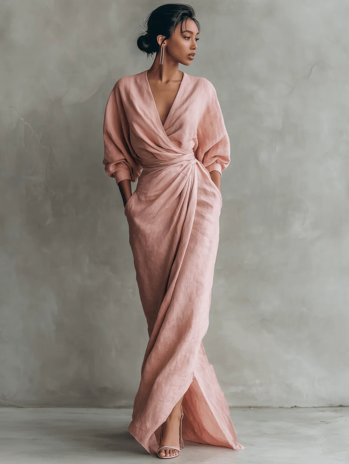 Miss | Jurk Dames Maxi - Linnenmix - Miss Madera MIS-6575B4