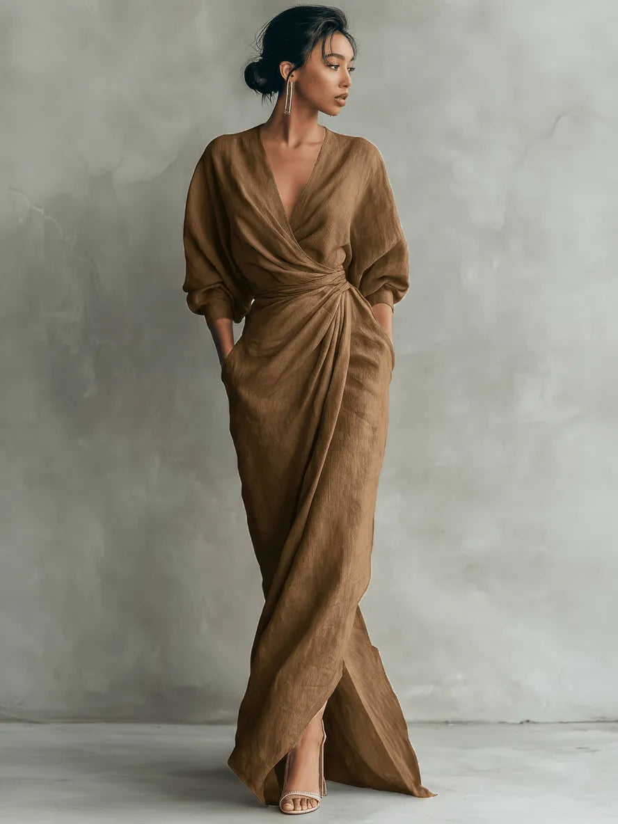 Miss | Jurk Dames Maxi - Linnenmix - Miss Madera MIS-315055