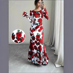 Miss | Jurk Dames Maxi Mermaid Glockmouwen Ruches - Stretchjersey - Miss Madera MIS-WC2IJG