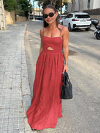 Miss | Jurk Dames Maxi Mouwloos Hartvormige Hals - Polyester - Miss Madera MIS-N79K7X