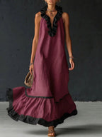 Miss | Jurk Dames Maxi Mouwloos Ruches - Lichtgewicht Geweven - Miss Madera MIS-N49ZXW