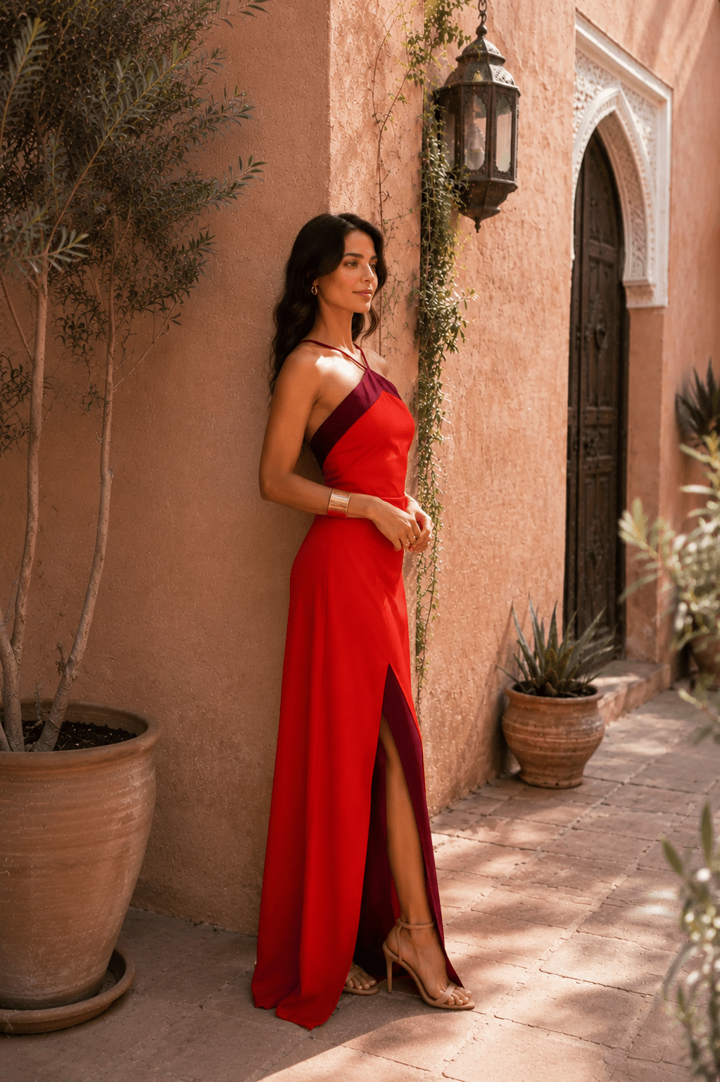 Miss | Jurk Dames Maxi Neckholder Slit - Stretch - Miss Madera MIS-TTTDHP